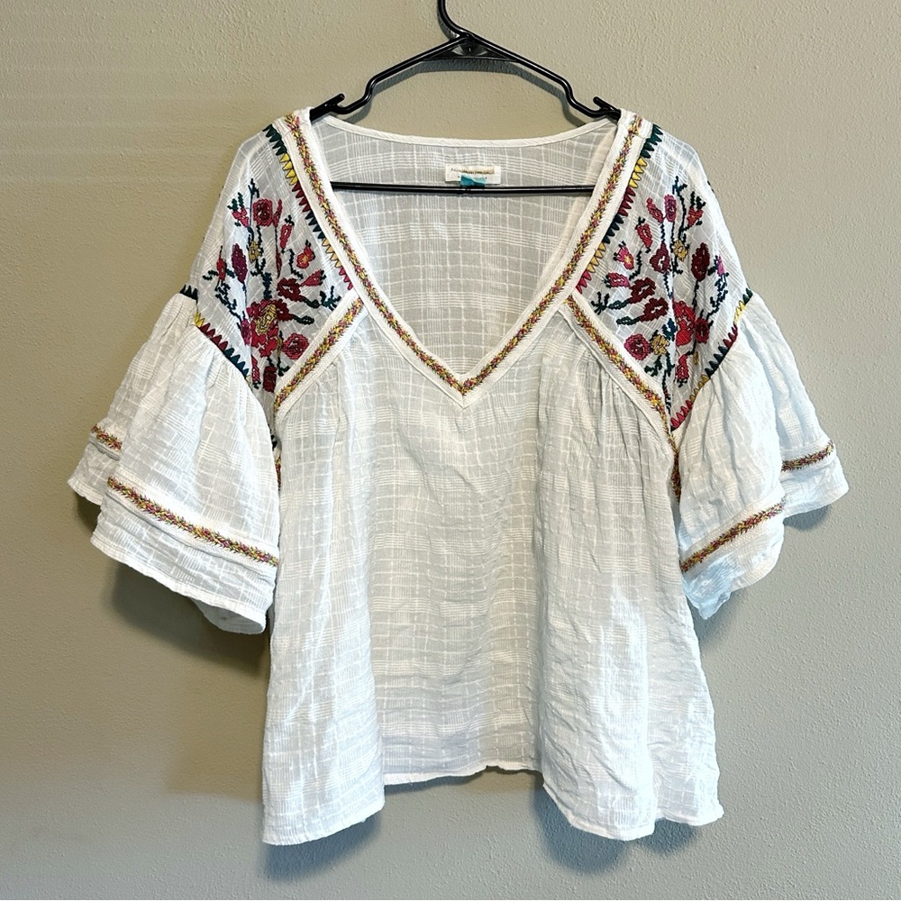 Anthropologie Pilcro & the Letterpress Tawny Embroidered Blouse Boho 2XL
